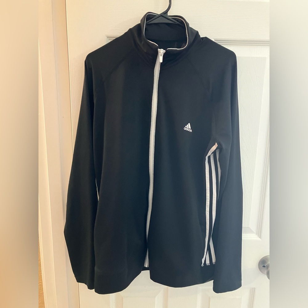Adidas Black and White Performance Jacket with Signature Stripes